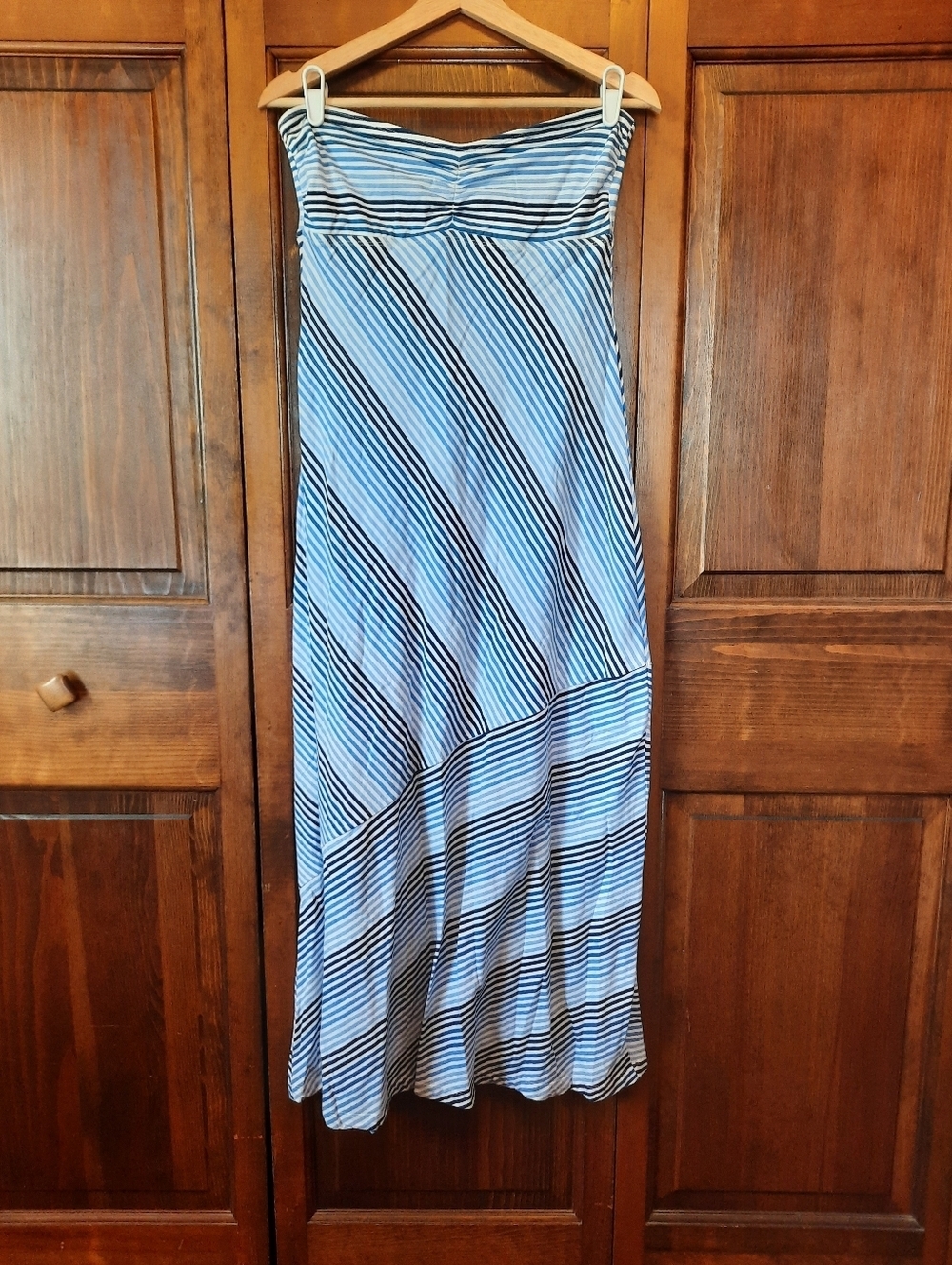 Tommy Bahama Cotton Blend Strapless Sweetheart Striped Maxi Dress Size Medium